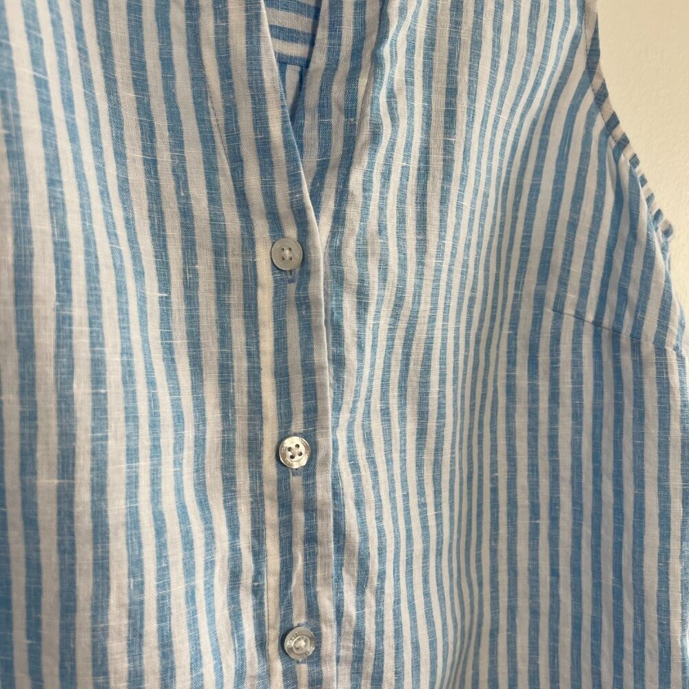 Tommy Bahama Women's Linen Sleeveless, Blue/white stripe, button down, Size SP - Picture 3 of 7
